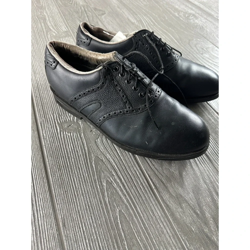 Florsheim Mens Black Leather Golf Shoes Oxfords Vintage Wingtip Size 8.5 M